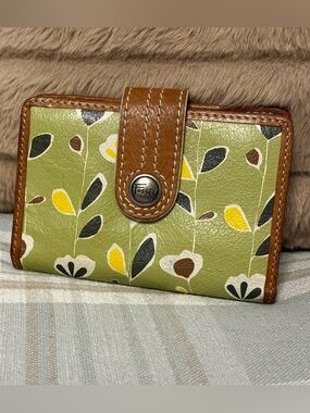 🍂🍃RARE VINTAGE Fossil "Key-Per" Leaf Print Wallet | Mod Retro Dream!🍃🍂